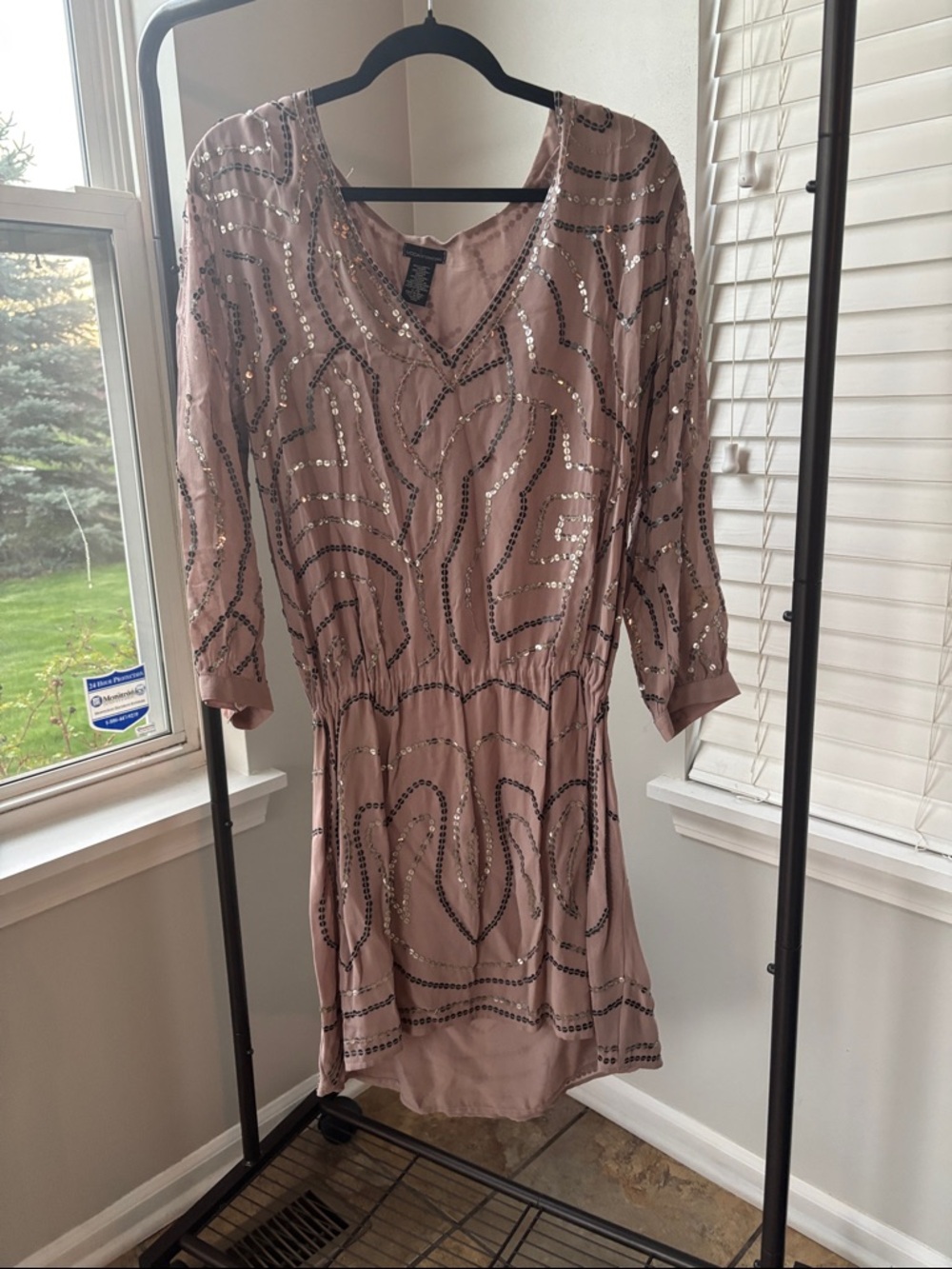 Moda International Blush Pink Sequin Midi Dress